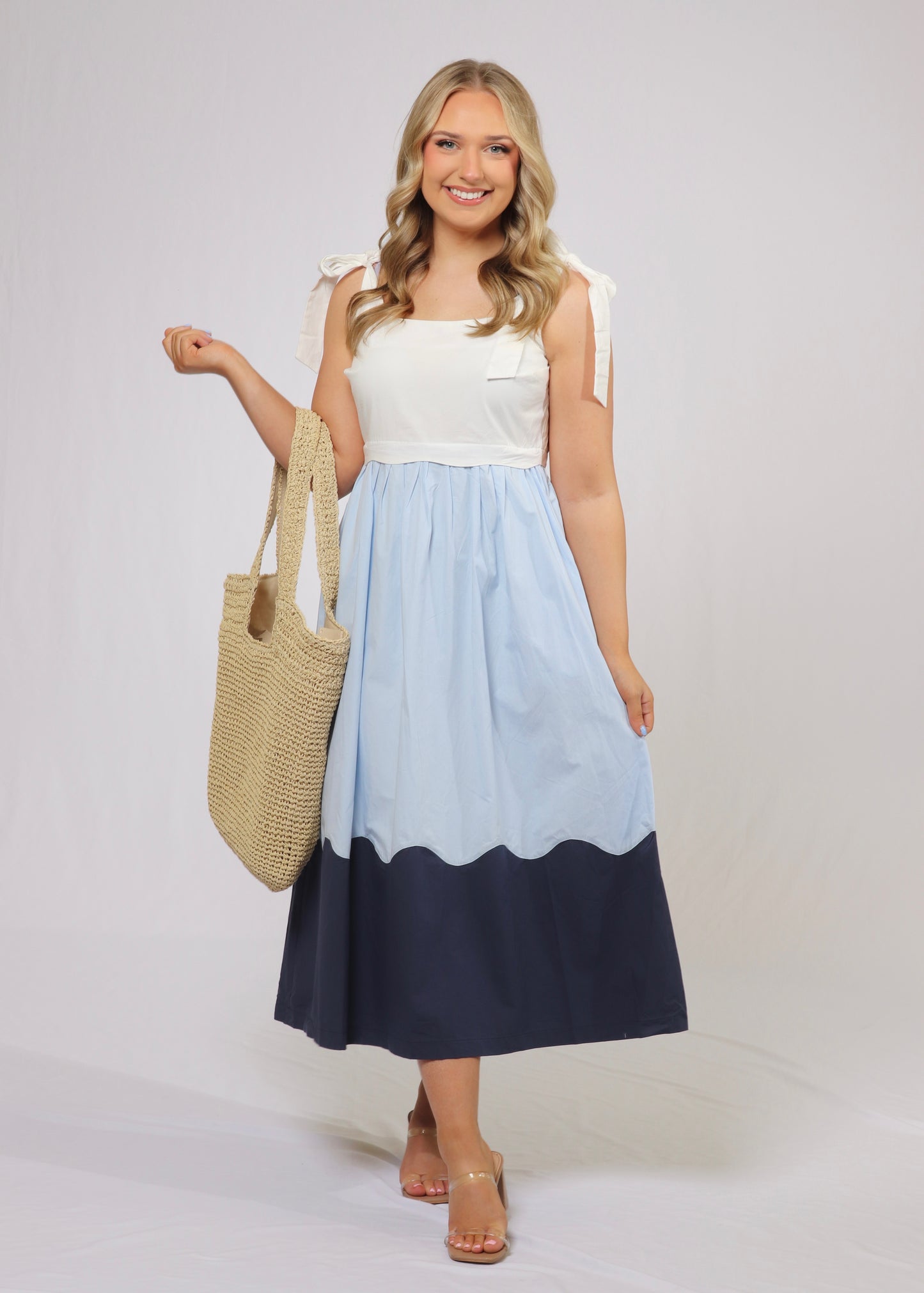 Scalloped Midi Dress
