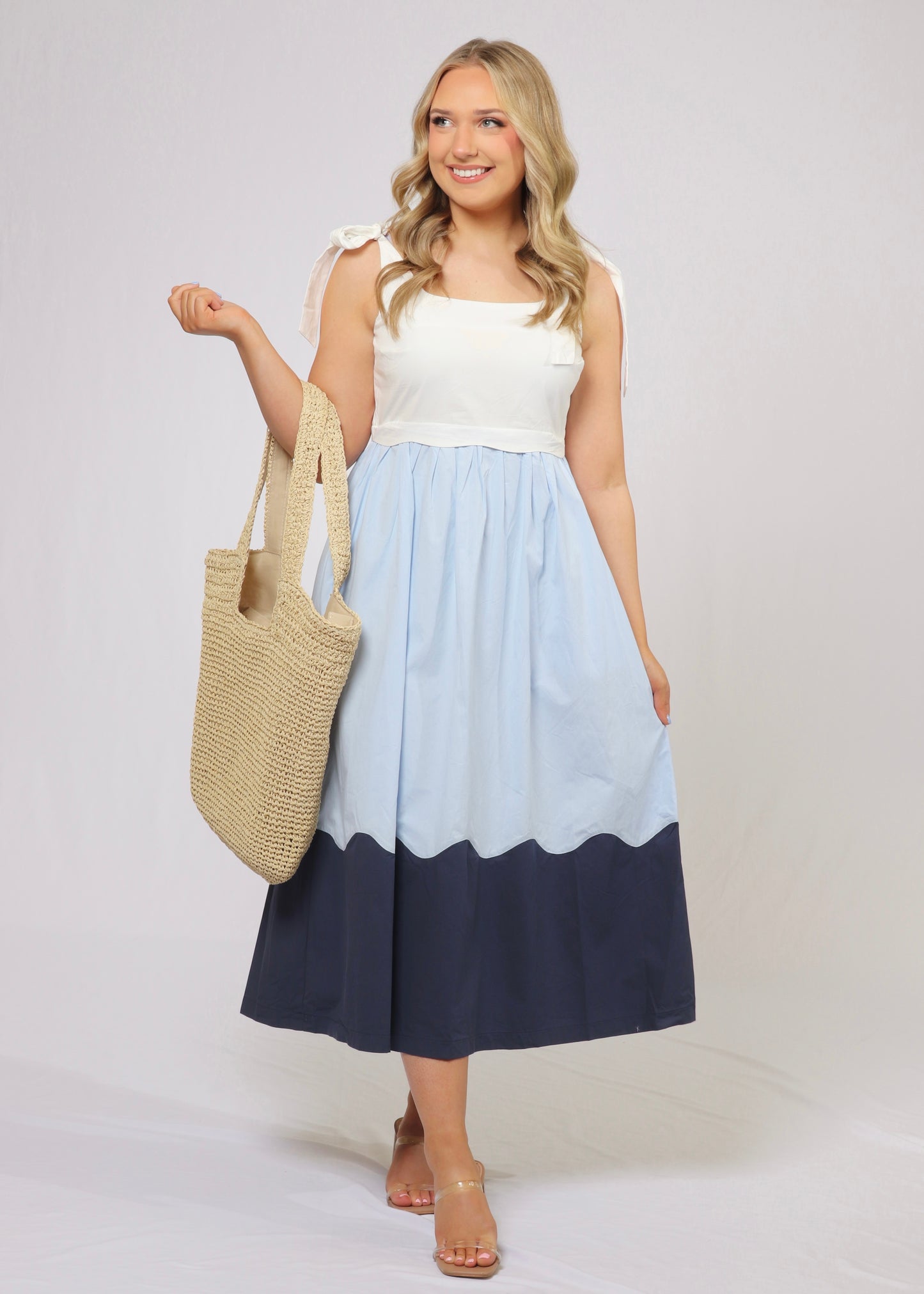 Scalloped Midi Dress