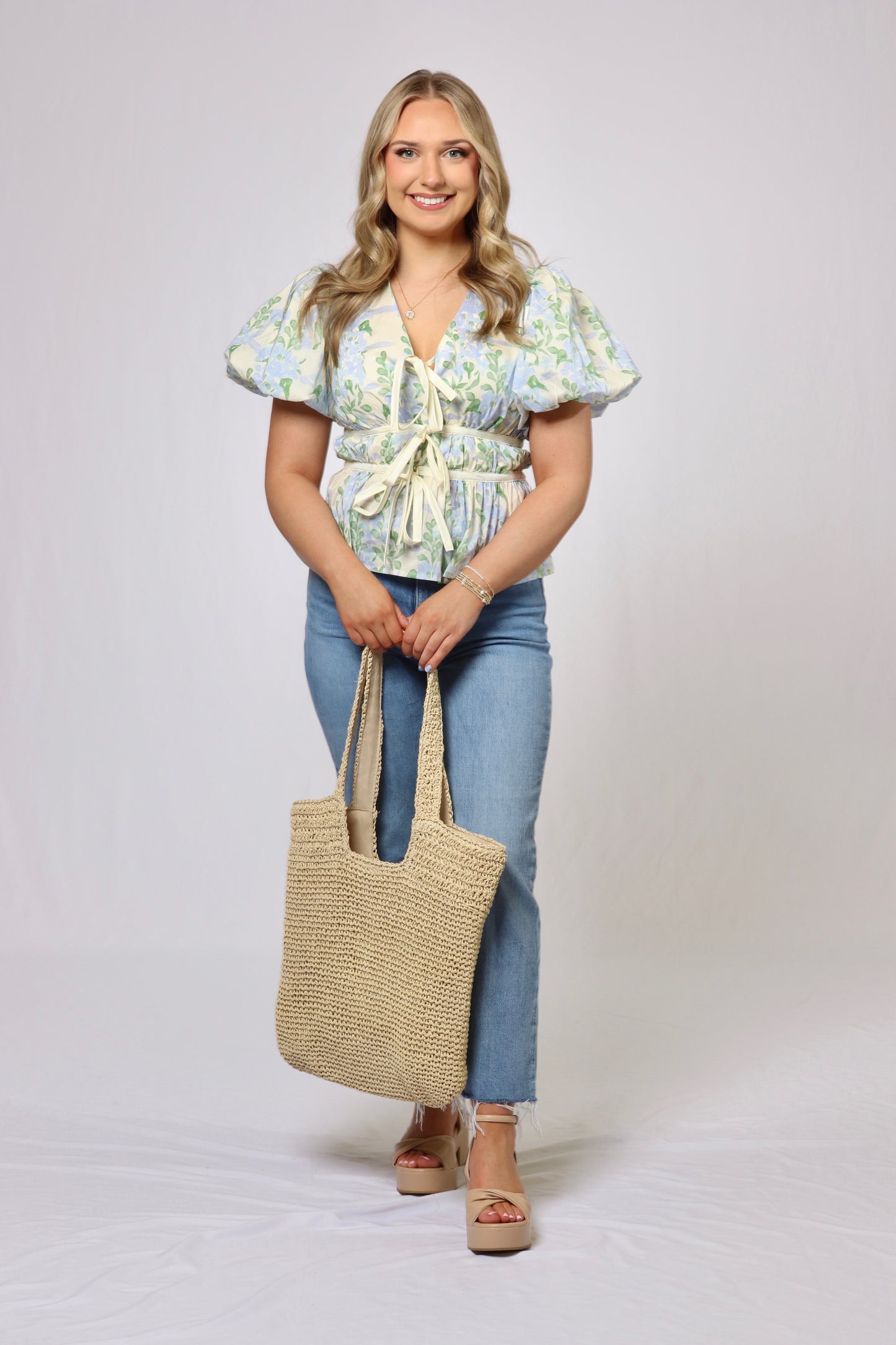 Floral Print Puff Sleeve Top