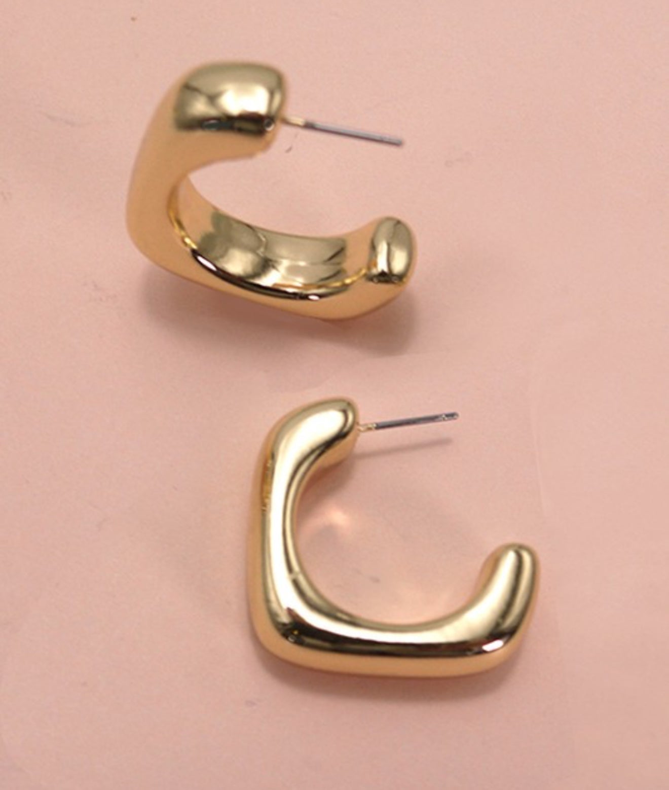 BUBBLE PUFFY SQUARE SHAPE TUBE HOOP EARRRINGS