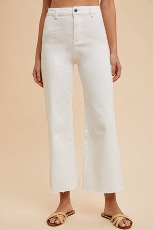 STRETCH HIGH RISE WIDE LEG CROPPED DENIM