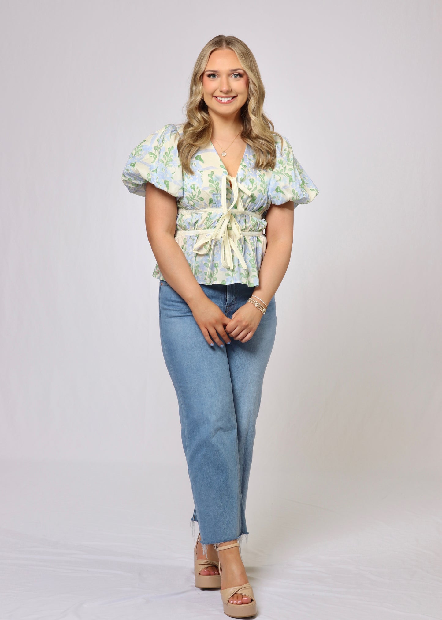 Floral Print Puff Sleeve Top