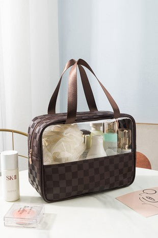 Checkered Pattern Travel Clear Bag