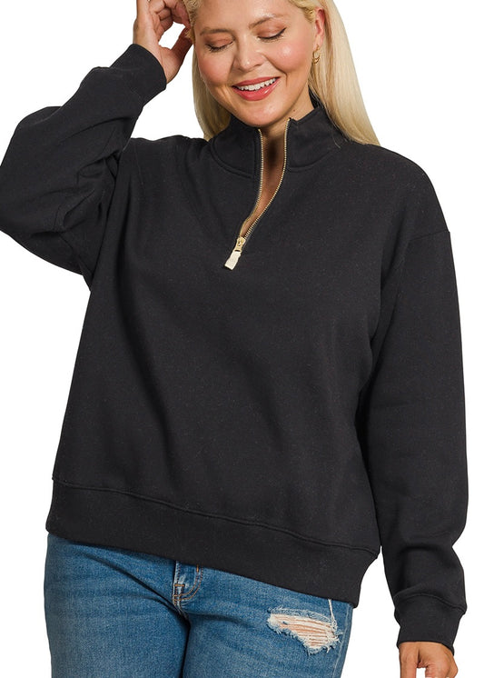 Curvy Fleece Half Zip Sweatshirt