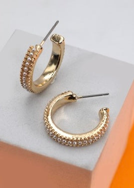 PEARL STUDDED HOOP EARRINGS