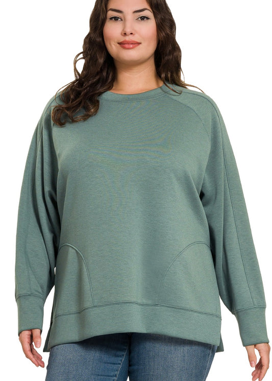 Forest Green Curvy Scuba Sweater