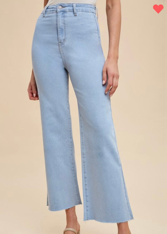 High Rise Wide Leg Cropped Denim