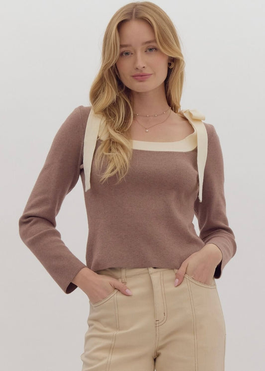 Mocha Ribbon Sweater