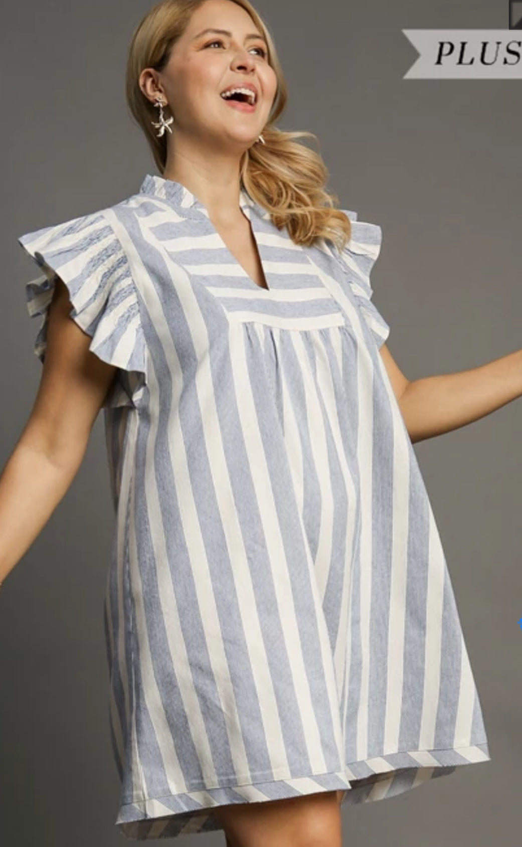 Blue Striped Dress-Curvy