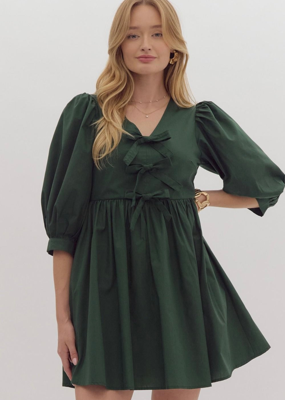 Green Puff Sleeve Dress