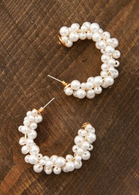 PEARL BEADED HOOP EARRINGS