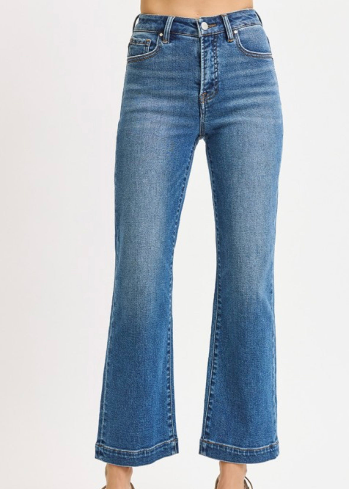 Tummy Control High Rise Crop Wide Jeans