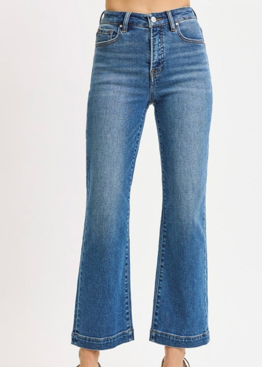 Tummy Control High Rise Crop Wide Jeans