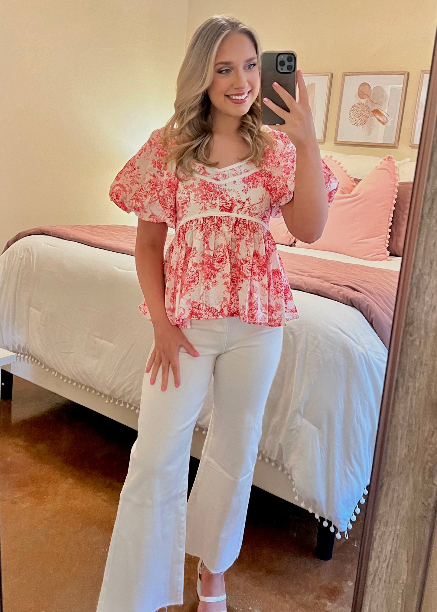 Floral Print Puff Sleeve Top