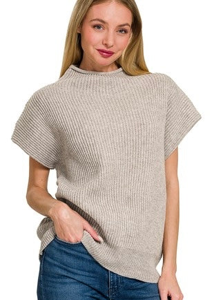 Soft Gray Mock Neck Sweater