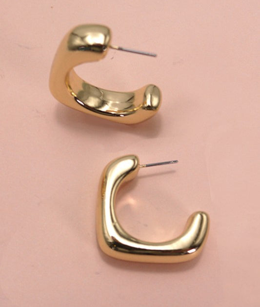 BUBBLE PUFFY SQUARE SHAPE TUBE HOOP EARRRINGS