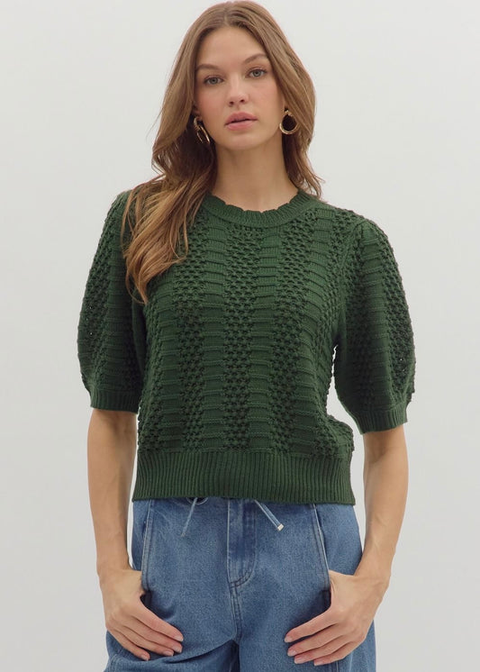 Green Puff Sleeve Sweater