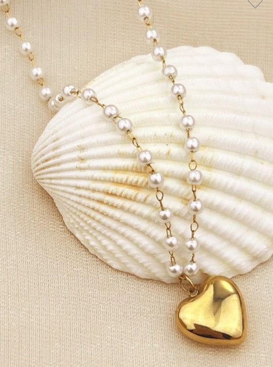 18K STAINLESS STEEL TARNISH FREE HEART NECKLACE