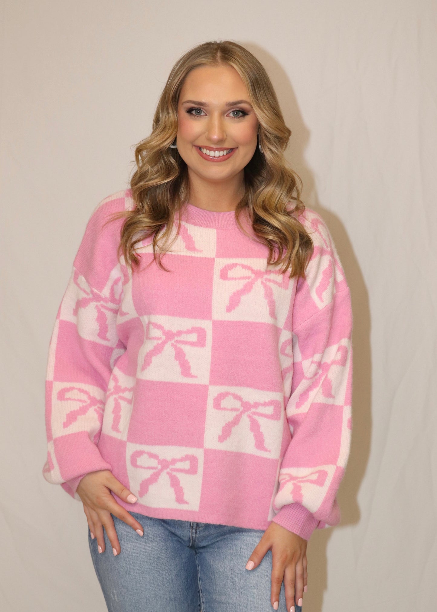 Pink Checkered Sweater