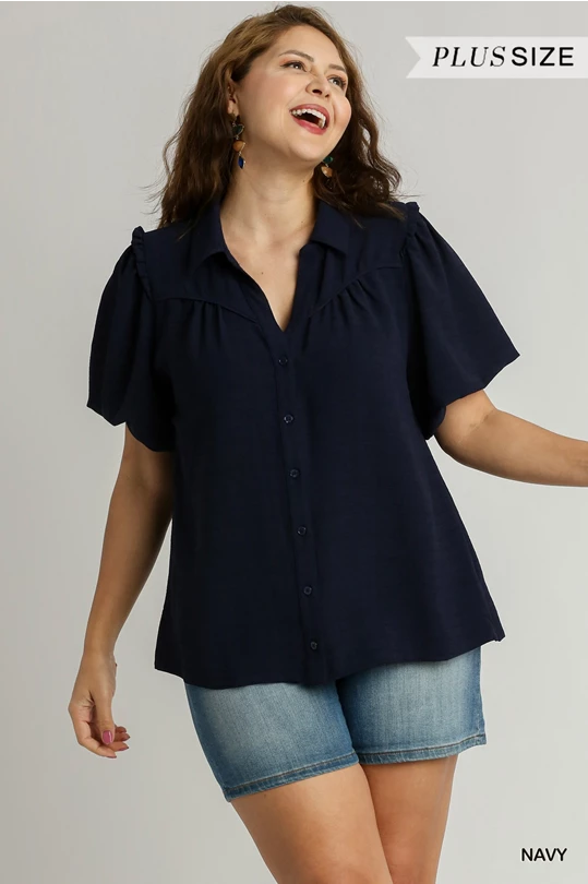 Navy Blouse-Curvy