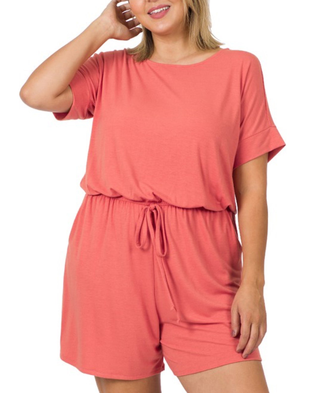 Curvy Coral Romper