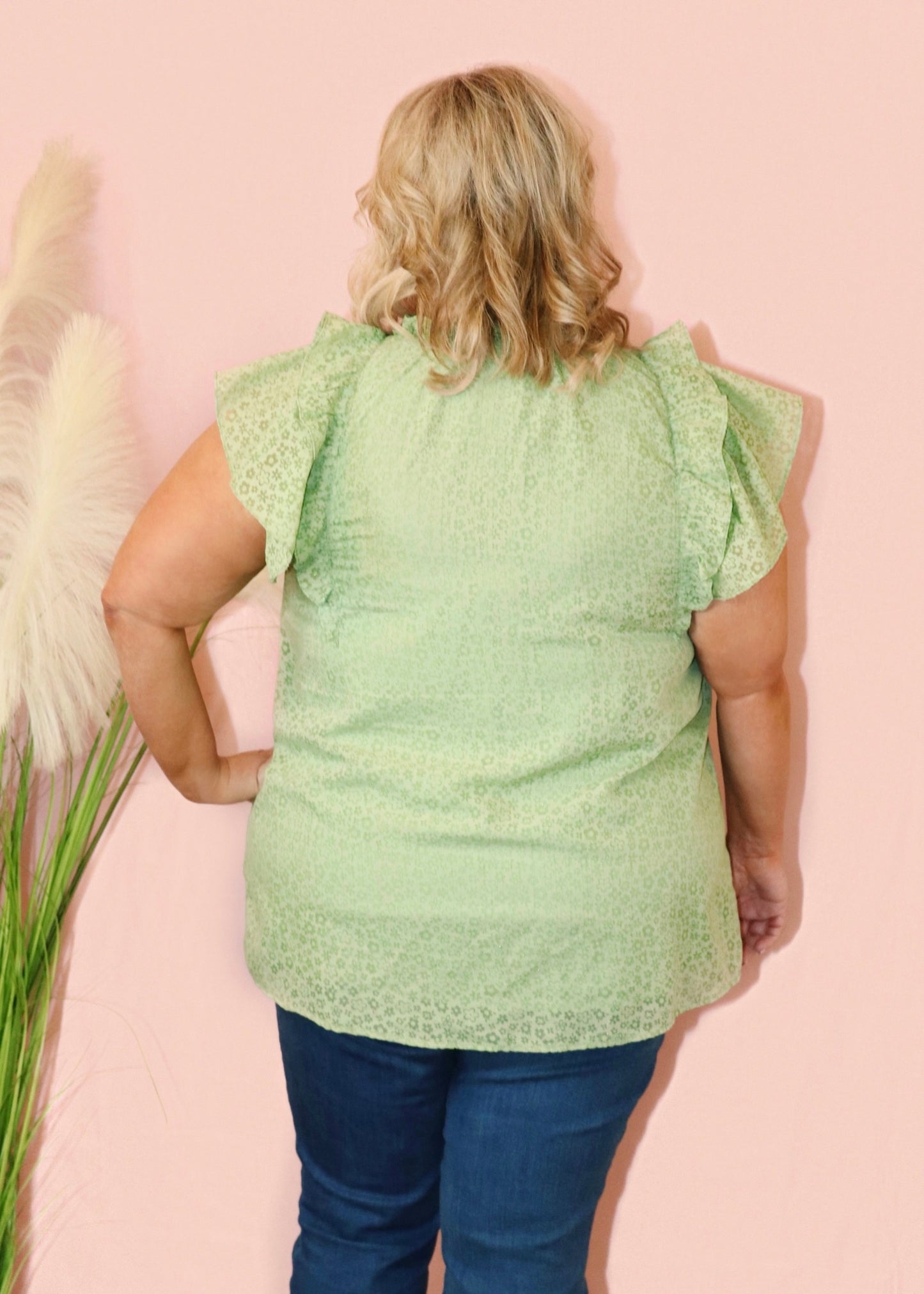 Curvy Green Ruffled Top